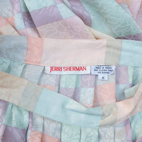 Vtg Jerri Sherman Silk Skirt Sz 4 Pastel Plaid Pleated Cottagecore Korea - Picture 5 of 8